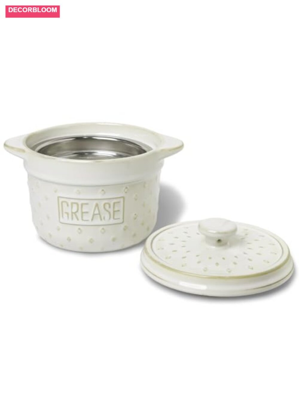 Ceramic Bacon Grease Container with Strainer 18oz Kitchen Oil Keeper